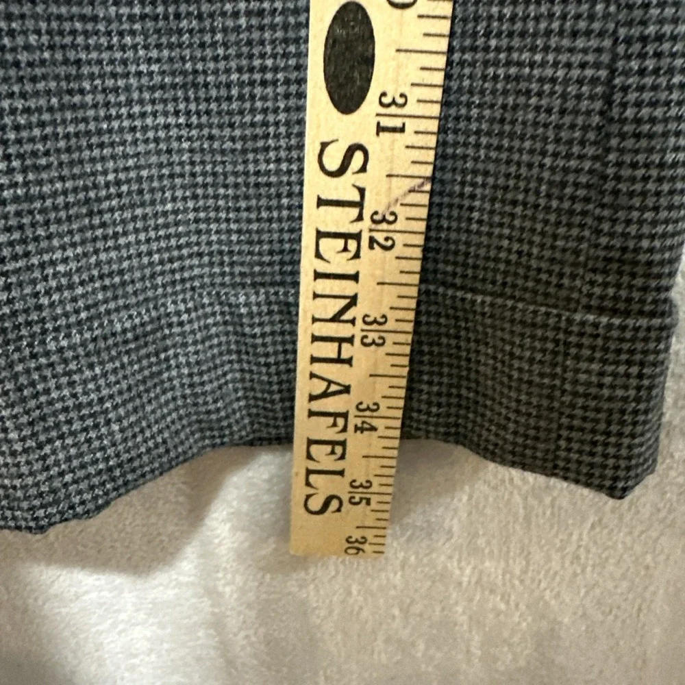 Tory‎ Burch Curtis Pants Size 4 Houndstooth Pattern Gray Flared Cuffed Hems NWT